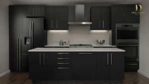 Kitchen with Black Appliances Modern Design Ideas